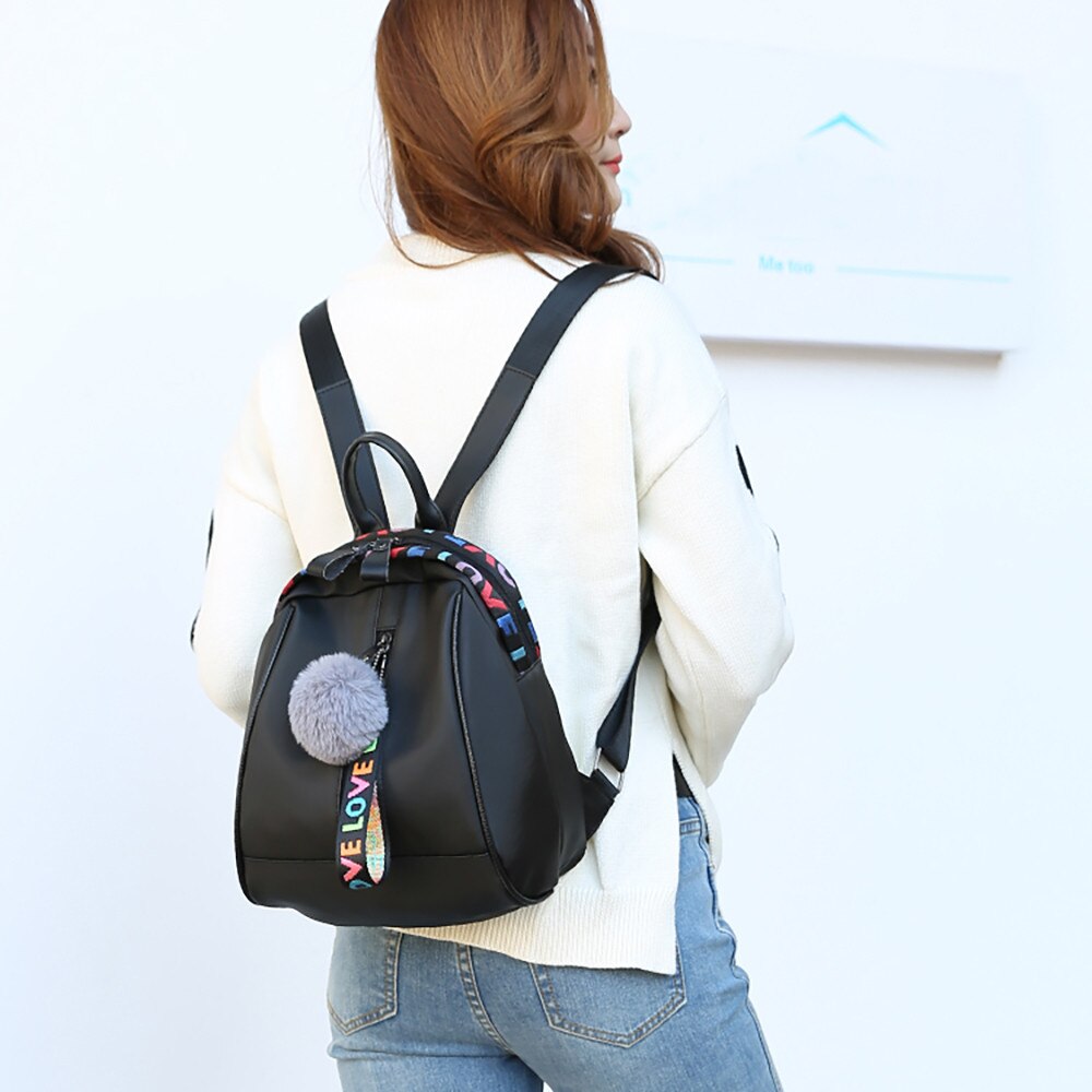 Female Soft PU Leather Mini Backpacks Students Fuzzy Ball Pendant Shoulder Schoolbags Women Small Travel Bag BackPack #25: Default Title