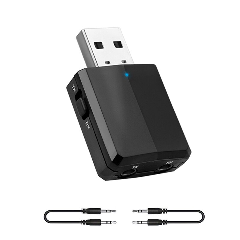 Rovtop USB Bluetooth 5.0 émetteur récepteur Dongle 3 en 1 EDR stéréo sans fil Audio adaptateur pour voiture casque PC TV maison: 3 in 1 Black