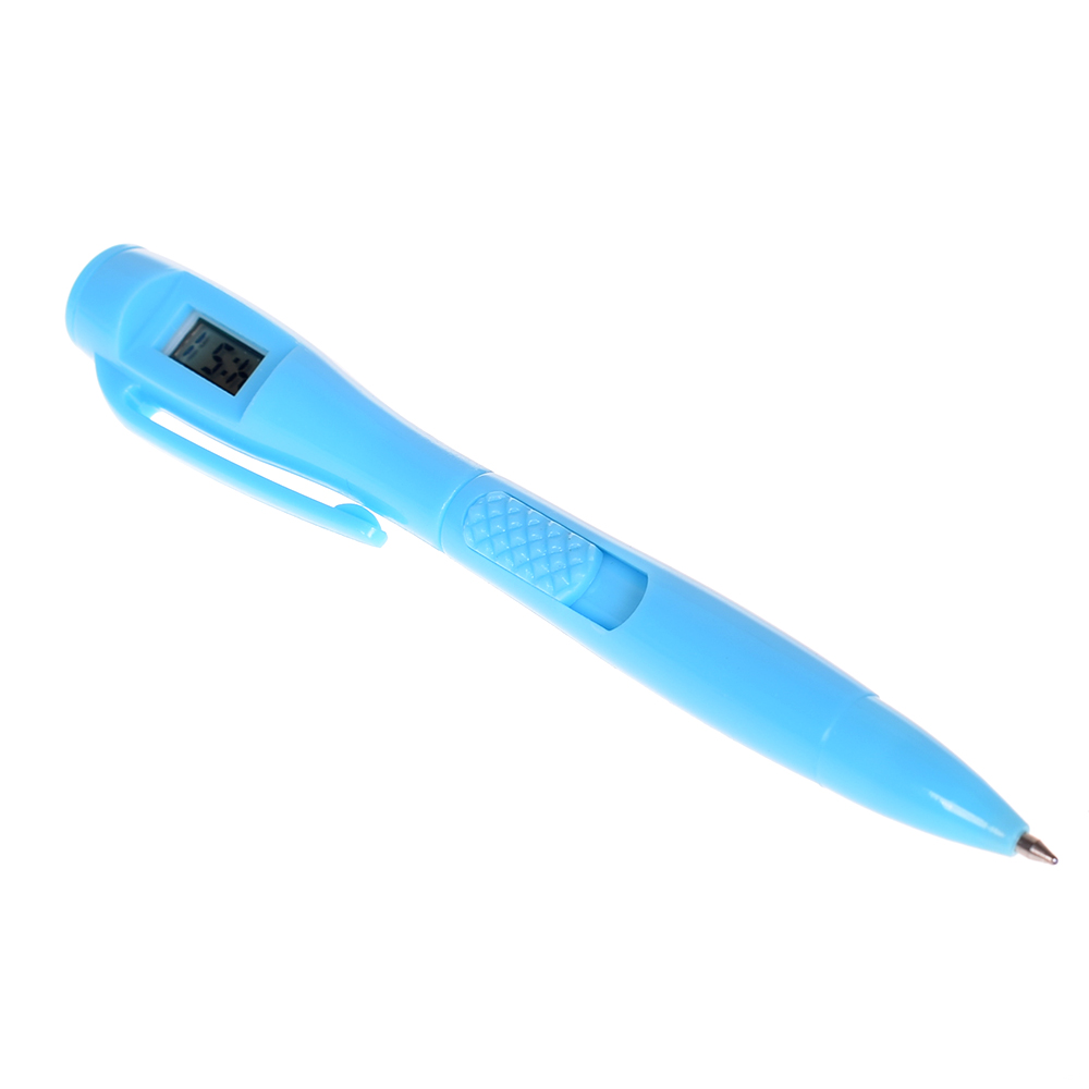 Novelty Ballpoint Pen with Digital Clock Electronic Pen High Quanlity Exam Pens Watch Pen 1pc: Light yellow