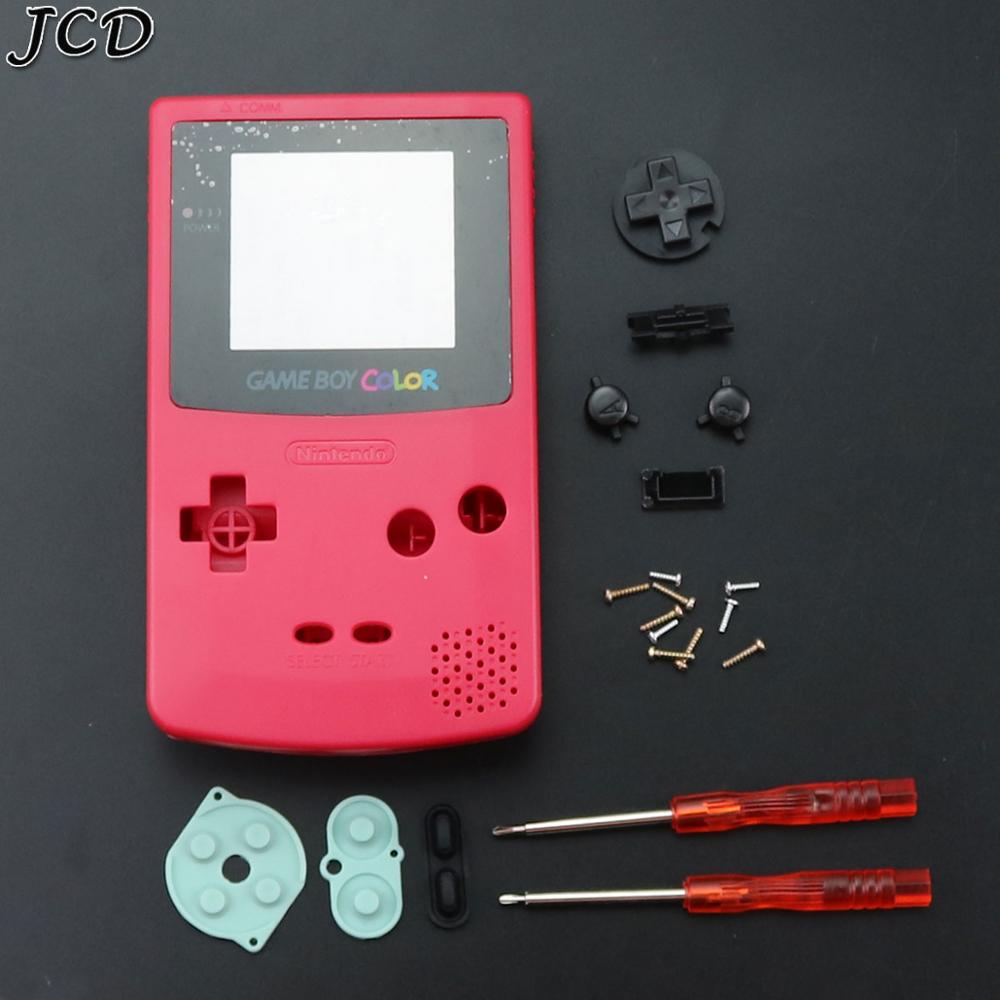 JCD For GBC Limited Edition Shell Replacement For Gameboy Color GBC game console full housing With Rubber Pads Screwdrivers: Rose Red