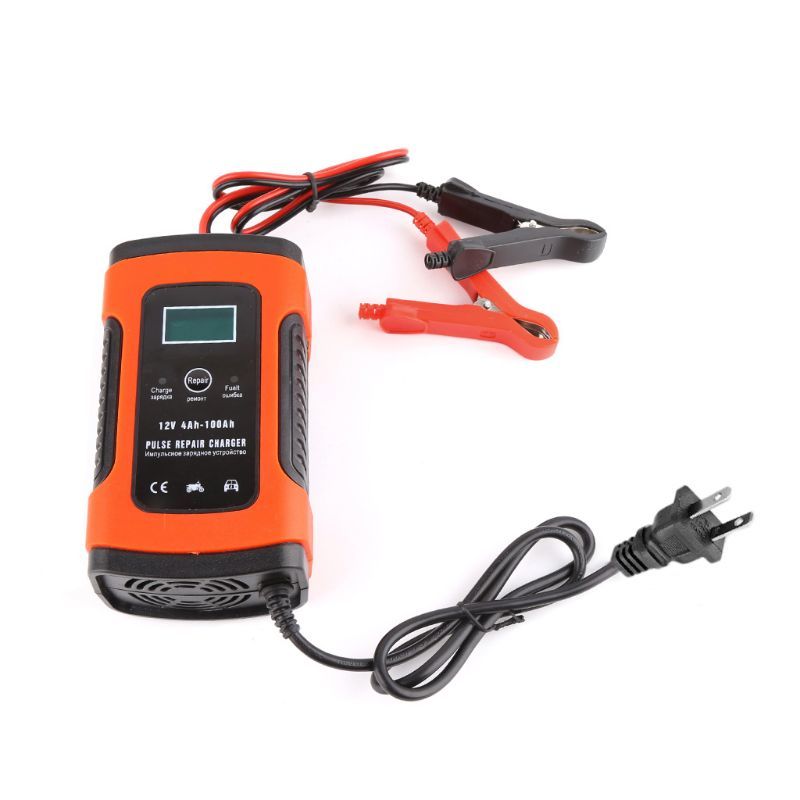12V 5A Pulse Repair LCD Battery Charger Red For Car Motorcycle EU/ US Plug: Us