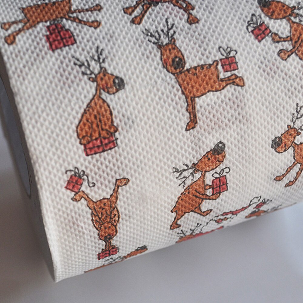 1 Roll of Printed 2-ply Christmas Tissue Roll Paper Roll for Toilet Bathroom Restroom christmas year
