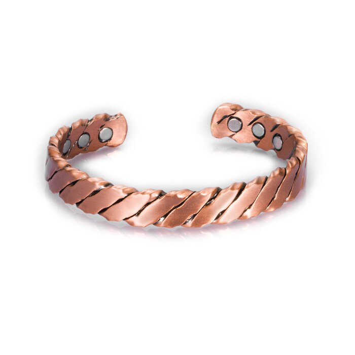 Vinterly-pulseras magnéticas de cobre para mujer, brazalete Vintage trenzado abierto, ajustable, de energía para la salud, de cobre puro: copper