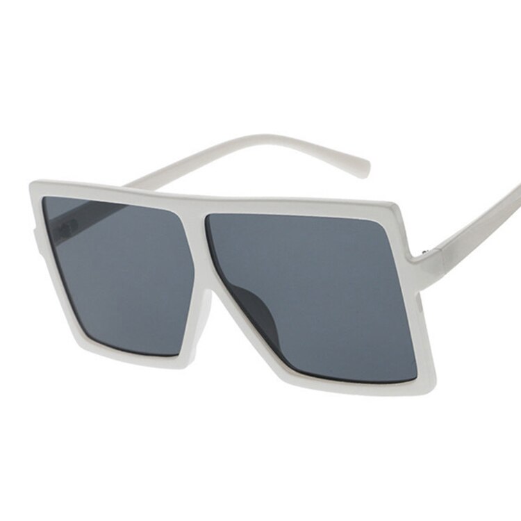 Vintage store firkantede solbriller dame/herre briller oversize solbriller kvindeligt kendt mærke sorte briller gafas de sol: Hvid grå
