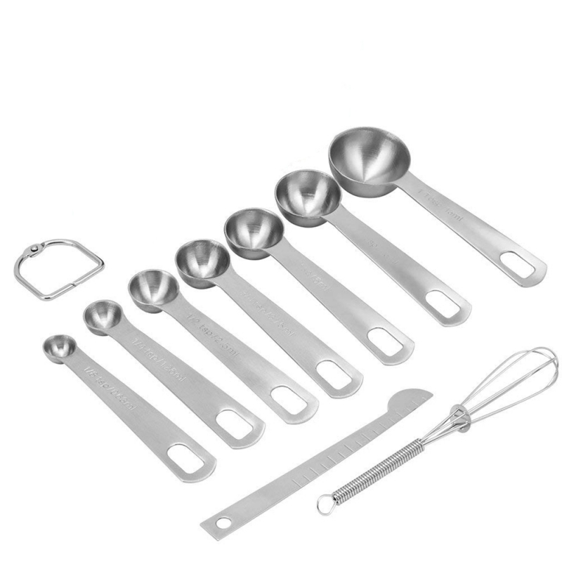 6/7/9 stuks multifunctionele food-grade roestvrijstalen maatlepel koffiepoeder kruidenmaat schep keuken bakgereedschap: Light Grey