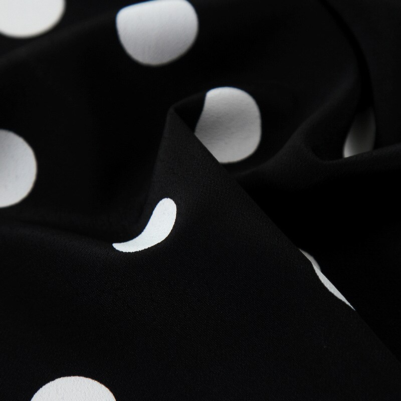 Soft Black and White Polka Dot Chiffon Dress Fabric by the Meter