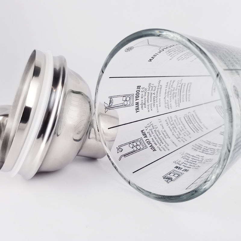 Scale Glass Cocktail Shaker Wine Mixer Shaker Bottle Fruit Juice Snow Double Cup Bar Martini Bartender Tool 400ML/14OZ