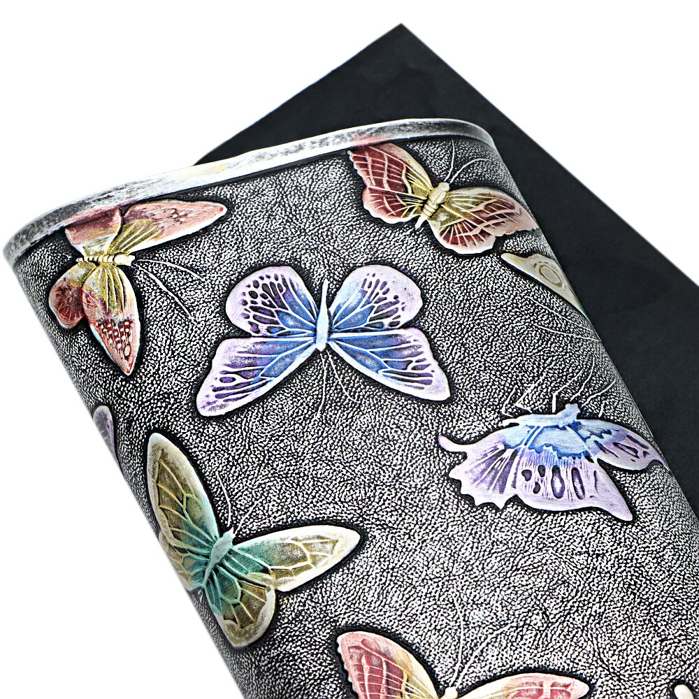 50*60cm Flower Butterfly Embossed Bump Texture Faux Leather Vinyl Fabric,DIY Handmade Material,1Yc10748