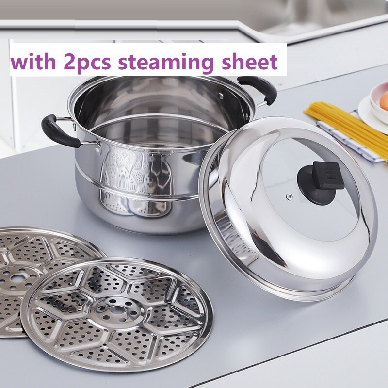 10l isoa haudutuskattilaa, keittiöväline, keittokattila, höyrystin, 30cm ruostumatonta terästä, kolmikerroksinen