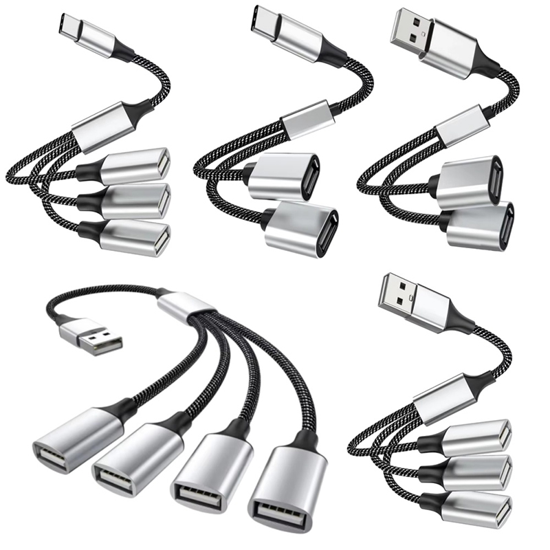 Câble séparateur OTG USB 4 ports Type C mâle vers 3 rallonge USB 2.0 femelle, adaptateur divisé d'alimentation de données Hub Port USB pour ordinateur portable