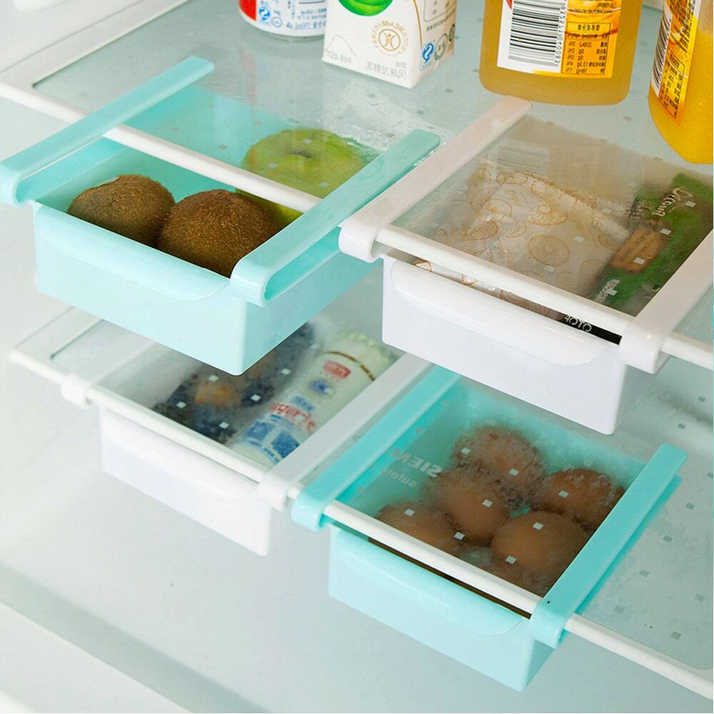 Slide Kitchen Fridge Freezer Space Saver Organizer Storage Rack Shelf Holder