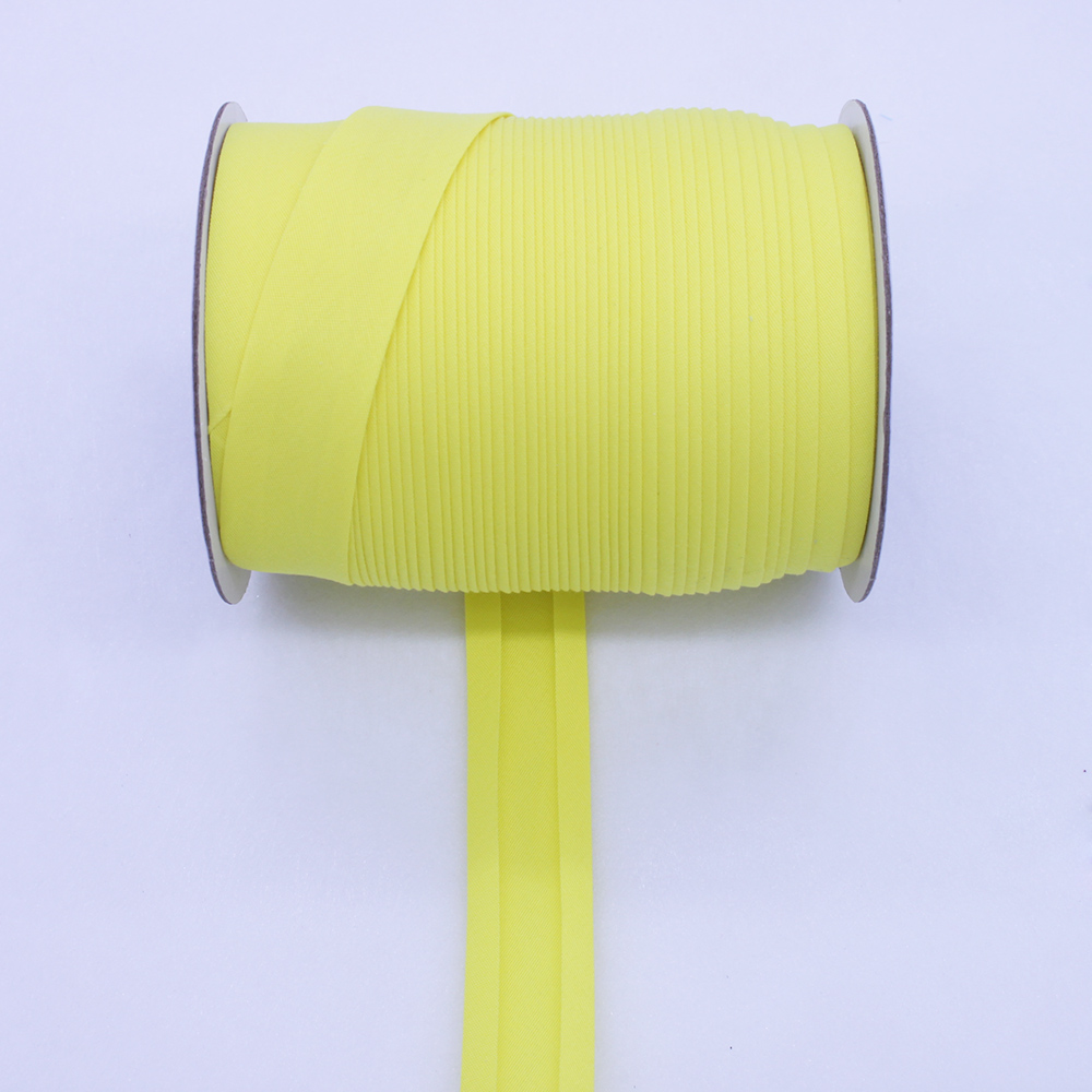 Poliéster/algodón 1 "25mm T/C cinta al polarización vinculante cinta de una sola pliegue Color sólido para costura y recorte de prendas DIY 50 yardas/rollo: YELLOW