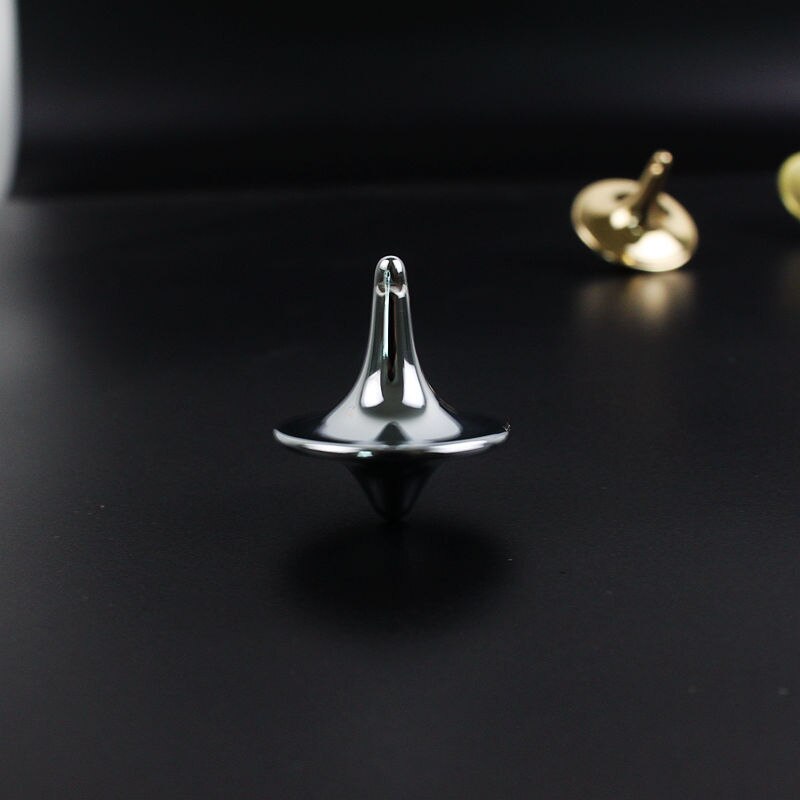 1Pcs Spinning Top Metal Gyro Great Accurate Silver Spinning Top Movie Totem Print Spinning Top: silvery