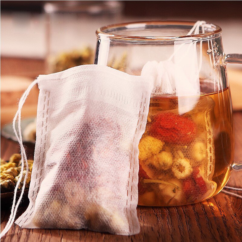 Tea Bags 100Pcs/Lot Empty Teabag Scented Drawstring Pouch Bag Filter Cook Herb Spice Loose Coffee Pouches Tools