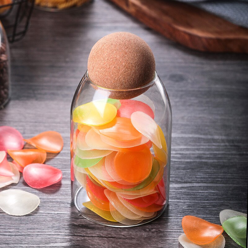 Lead Free Glass Storage Jars with Cork Lid Transparent Airtight Food Container Canister for Cookies Macaroni Beans Candy