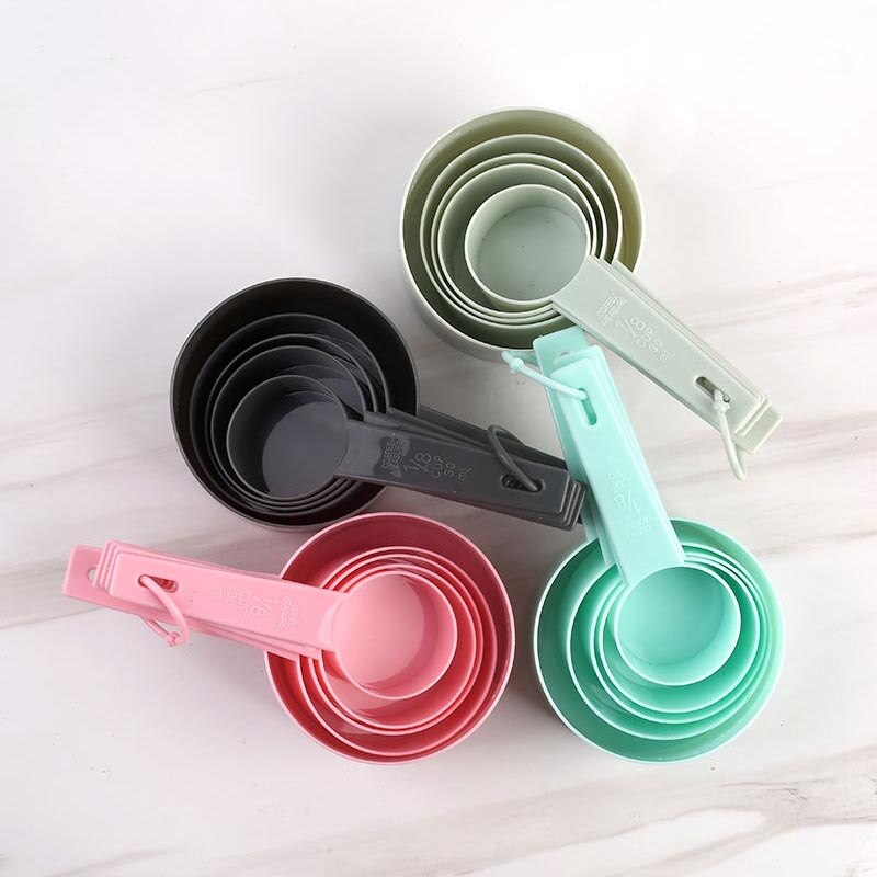 Cucharas multiusos/herramientas de medición de tazas, accesorios para hornear PP, utensilios de cocina con mango de plástico, 4 Uds.