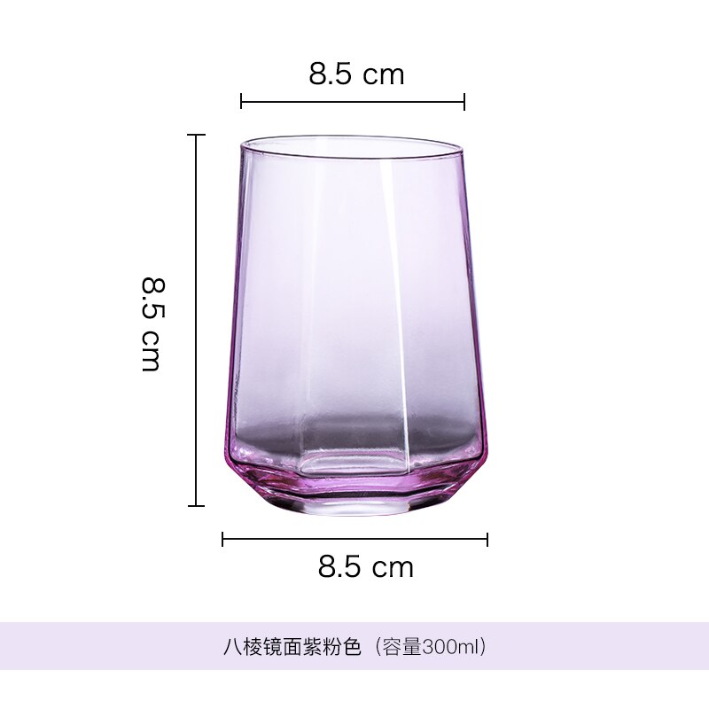 Copo de água de vidro de cor simples criativo suco de frutas copo de bebida copo de bebida copo de leite menina copo de cerveja: (purple pink)