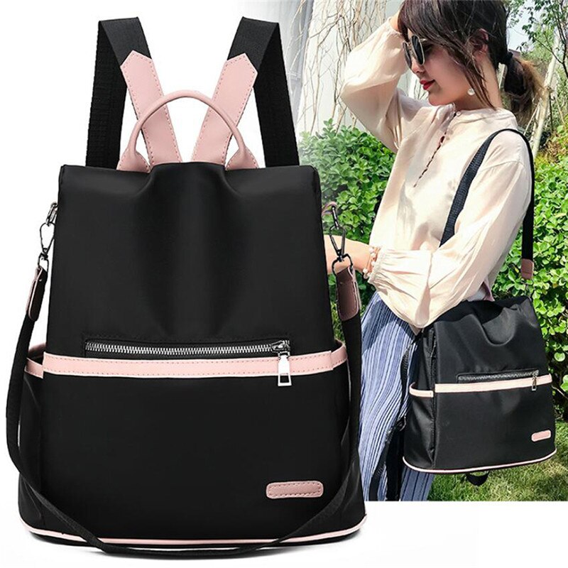 Casual Oxford Backpack Women Black Waterproof Nylon School Bags For Teenage Girls Travel Tote Packbag