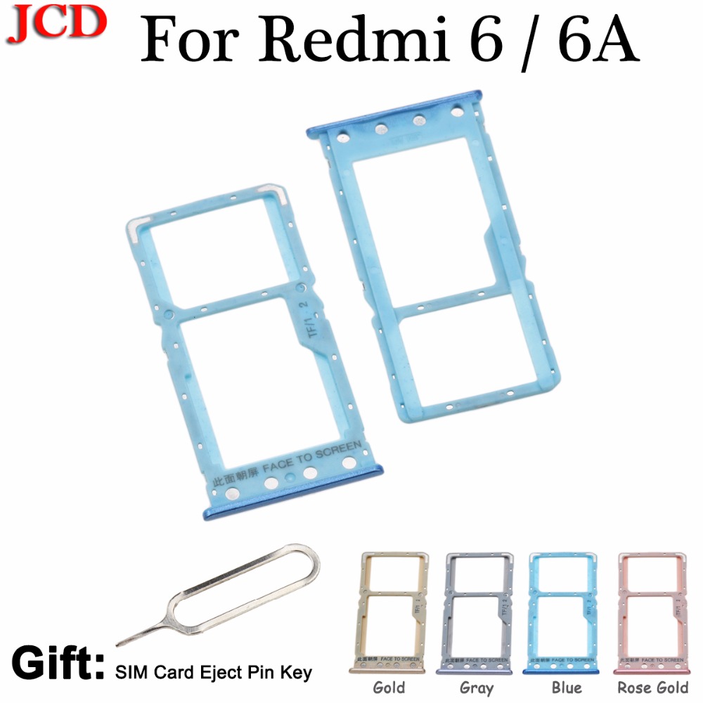 Jcd til redmi 6a sim-kortholder bakke kortspor til xiaomi til redmi 6 6a reservedele til redmi 6 +  sim-kort skub ud nøgle