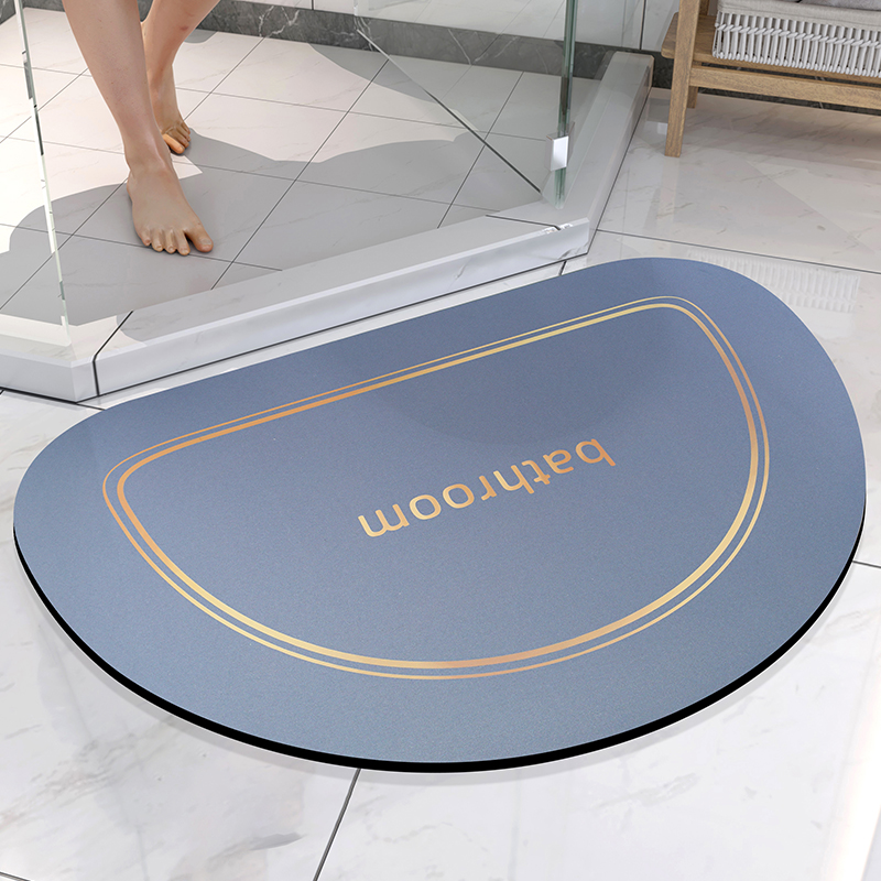 Super Absorbent Bathroom Mat Quick Drying Diatom Floor Mat Easy To Clean Door mat Oil-proof Kitchen rug Non-slip Entrance carpet: Arc Blue