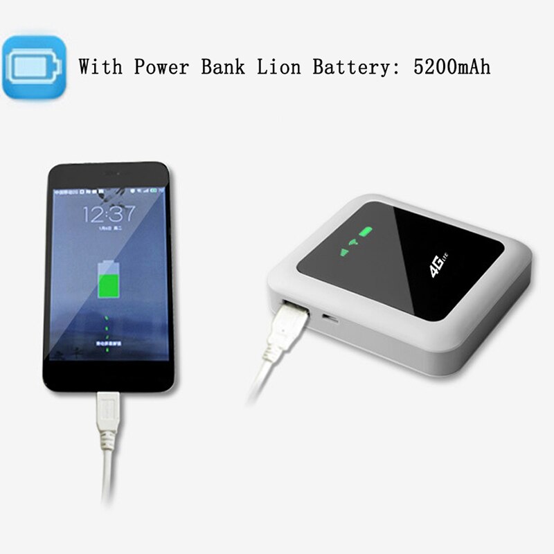4G LTE Mifi 150Mbps Wifi Router Wireless Mobile Wifi Supports SIM Card with 5200 MAh Power Bank