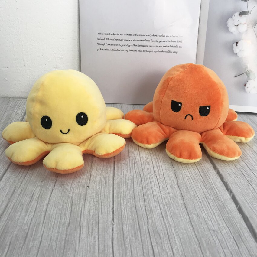 Flip Octopu Stuffed Plush Doll Different Sides To Show Different Moods Soft Simulation Reversible Plush Toy For Children