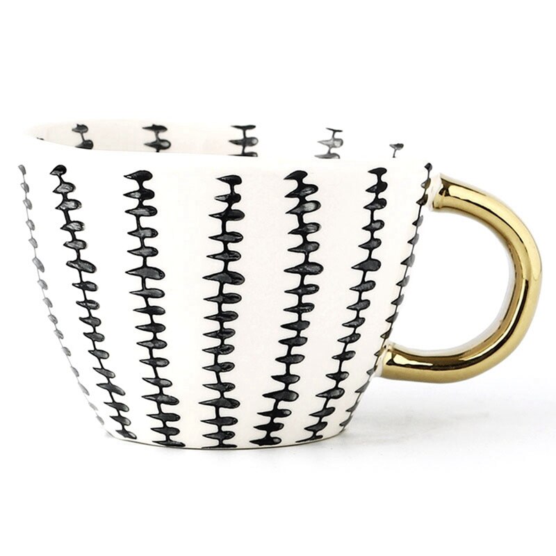 Geometric Ceramic Cup Hand Painted Capacity Water Handle Cup Irregular Milk Office Coffee Cup Home Decor: MULTI