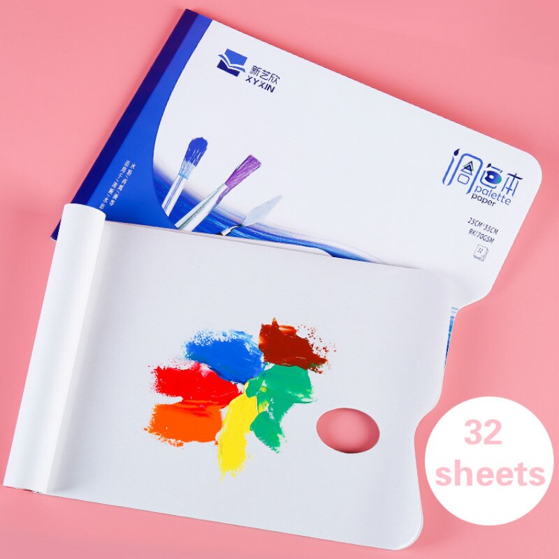 Art Palette Watercolor Oil Paint Paper Palette Gouache Acrylic Painting Tray Tear-off No Wash Palette 32 Sheets Paper Palette