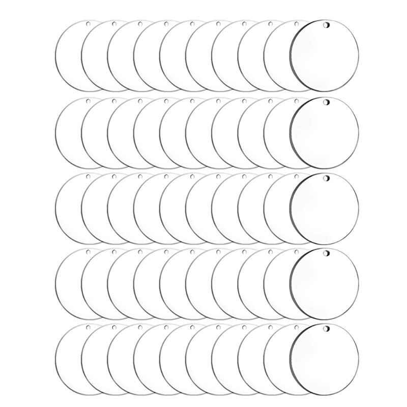 DIY Weihnachtsornamente Set - 50 Acryl Rohlinge & Aufkleber Mit Band Für Baumdekoration