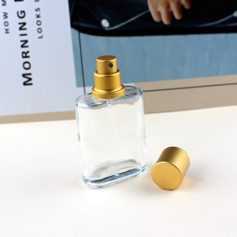 30ml 50ml 100ml Clear Glass Spray Bottle Frosted Square Glass Perfume Bottle Cosmetic Packaging Bottle Vials