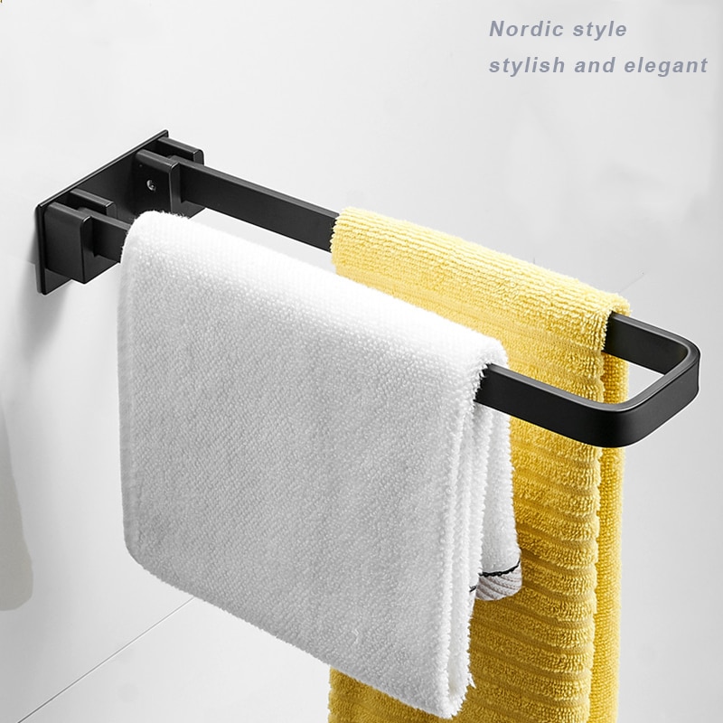 Plads aluminium foldbart mat sort vægmonteret badeværelse håndklædestativ foldbart håndklædestativ