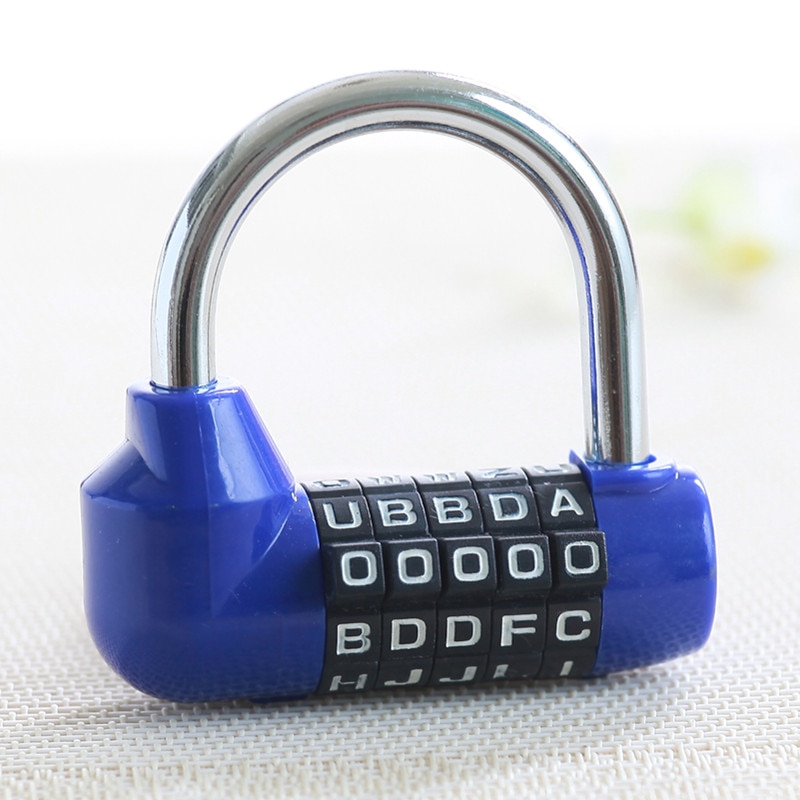 Valise à combinaison de Code à 5 lettres, serrure à mot de passe bleue