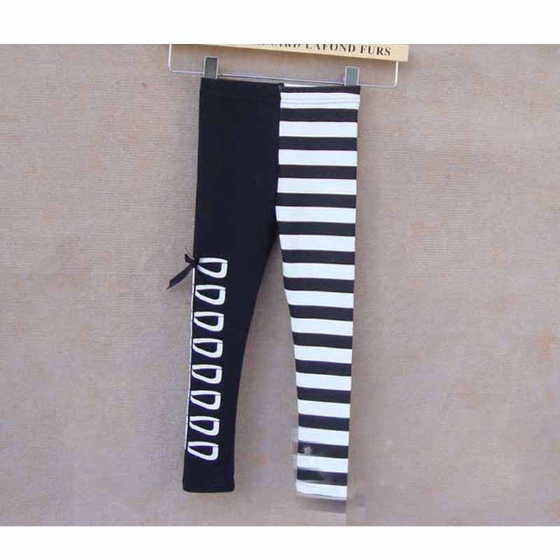Leggins para niñas de primavera y otoño, pantalones bonitos para niñas, pantalones a rayas blancas y clásicas con lazo para 2 ~ 7 años