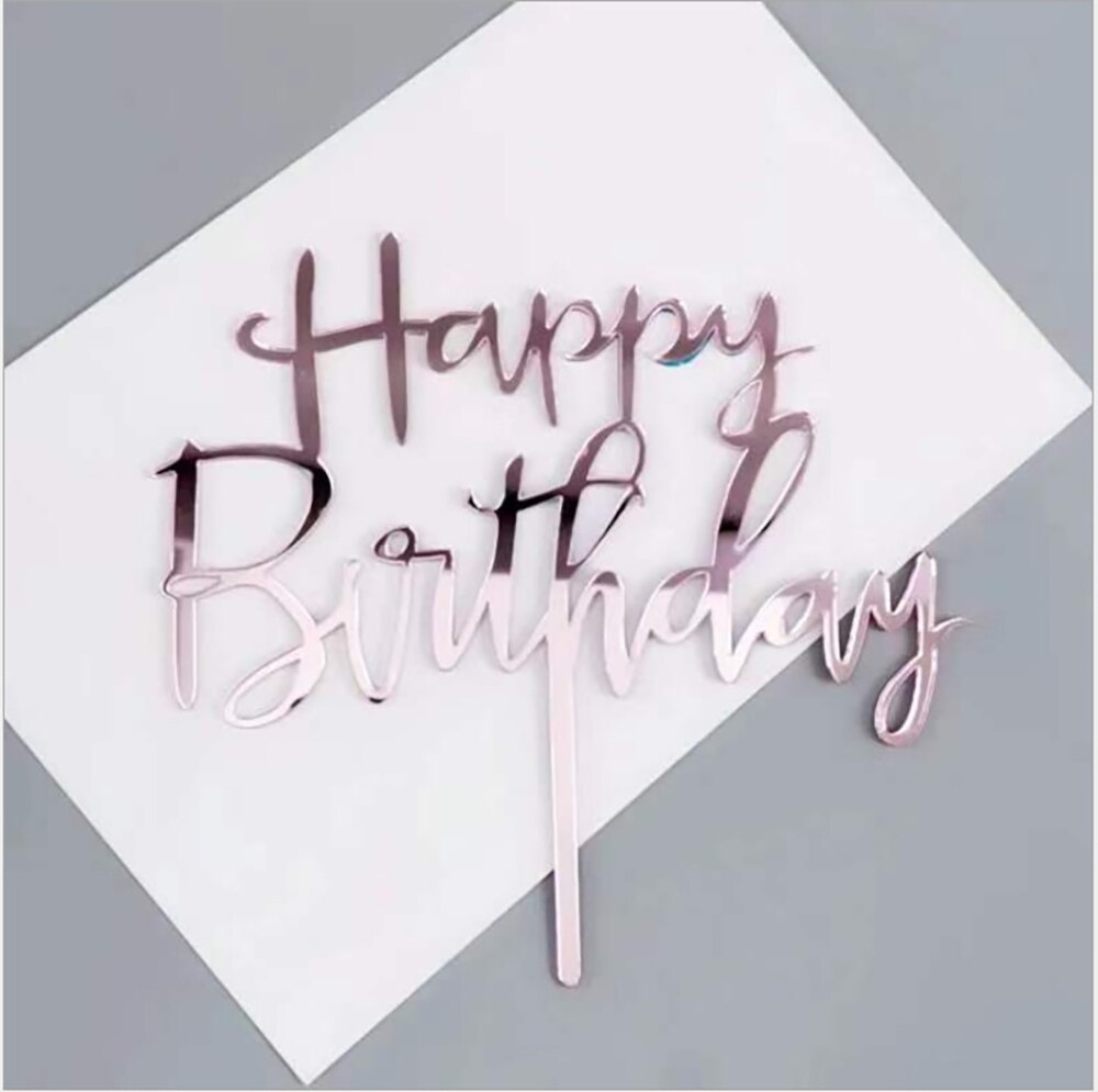 Happy Birthday Cake Topper Acrylic Gold Mirror Cupcake Topper for Kids Birthday Party Cake Baby Shower Decorations: 2