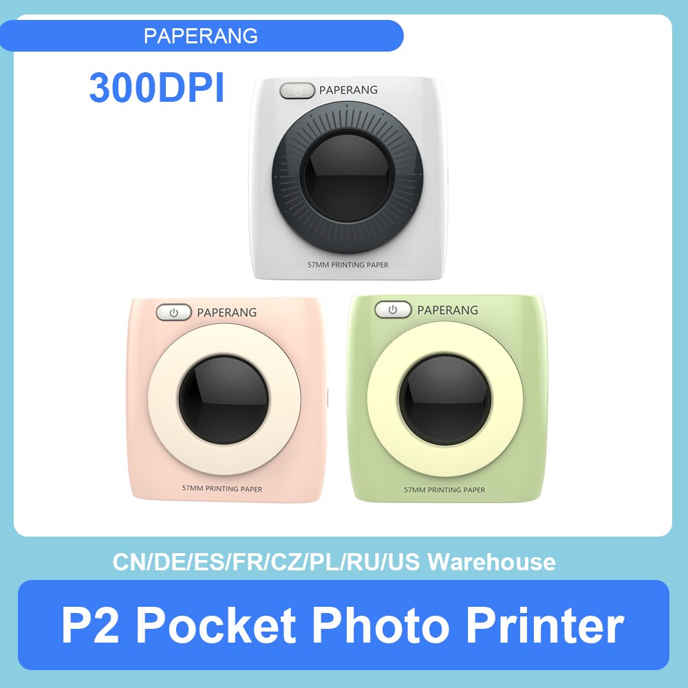 PAPERANG P2 Pocket Mini Printer 300dpi BT Wireless Printer Portable Thermal Printer for Photo Picture Receipt Label Sticker