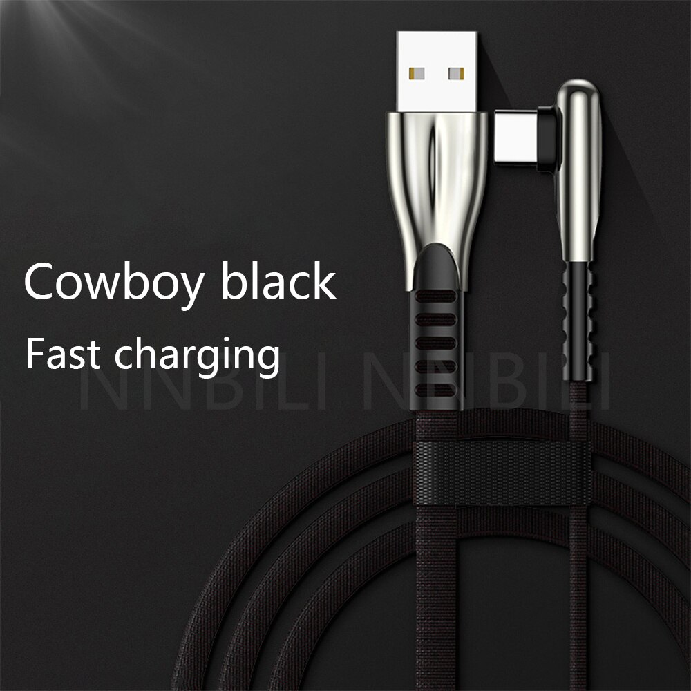 Micro Usb Type C Kabel 3A Fast Charger 90 Graden Usb Voor Iphone 13 12 11 8 7 6 Data kabel Voor Samsung/Sony/Xiaomi Android Telefoon: Black / 1m for Typec