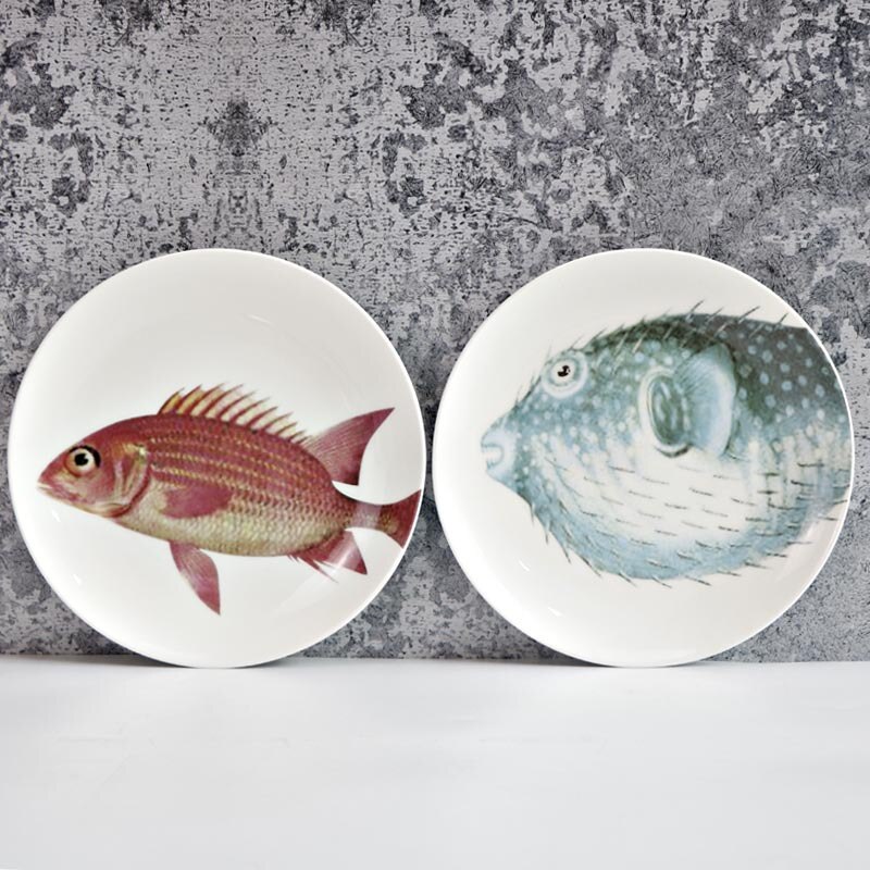 European and American Kitchen Supplies Home Kitchen Tableware Ocean Series Ceramic Dinner Plate