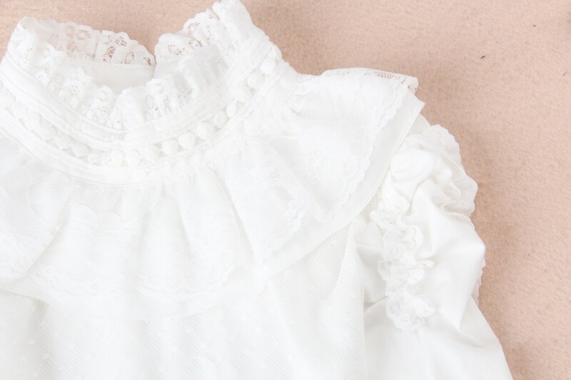 Camisas de algodón de terciopelo grueso para niñas adolescentes, blusa blanca de Lolita, ropa para niños pequeños, Blusas de encaje para Otoño e Invierno