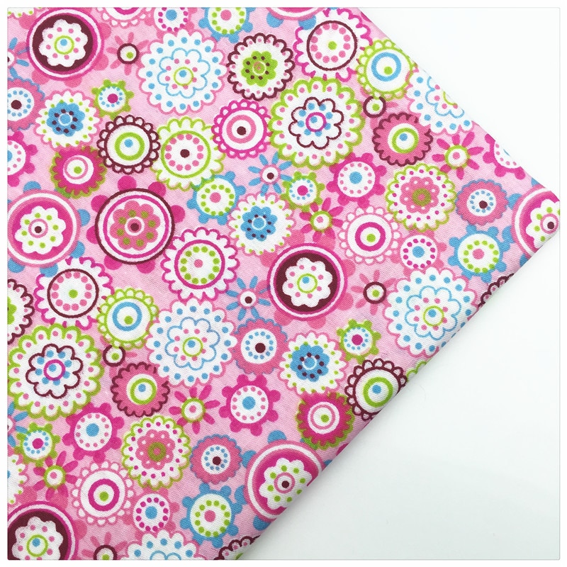 Twill Cotton Fabric Syunss Pink Flower Print For Curtain Kid Doll The Cloth Material Sewing Craft Tissue Telas Fabrics Patchwork