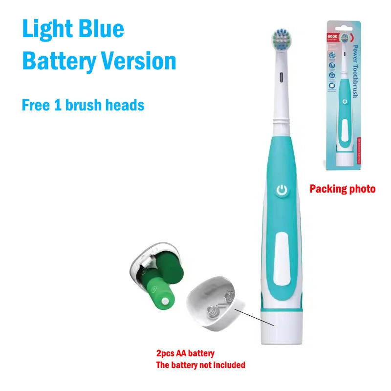 Cepillo de dientes eléctrico sónico redondeado, cepillo de dientes vibratorio 3D, rotación, cuidado de las encías, cabezales de cerdas suaves, batería, blanqueamiento dental: Verde