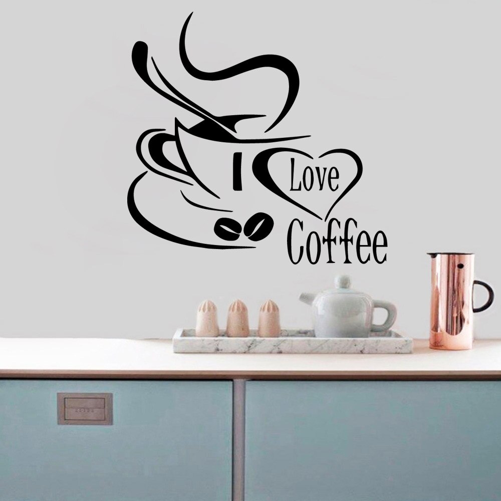 Pegatina de pared de vinilo para café, decoración del hogar para cocina, sala de estar, cafetería, calcomanía de pared, decoración del hogar