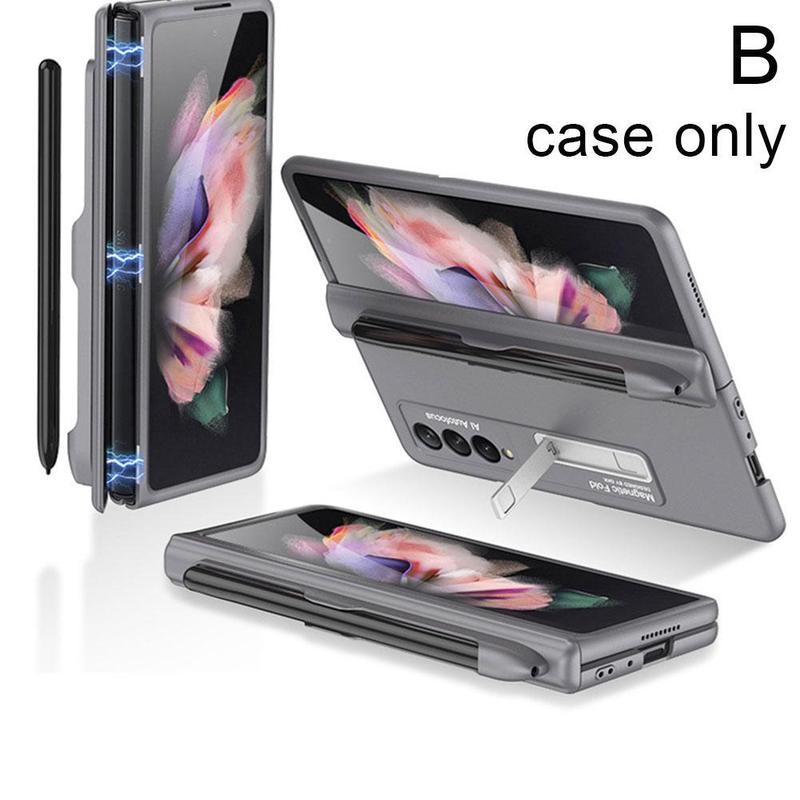 All-Inclusive Magnetische Scharnier Pen Slot Hard Shell Voor Samsung Galaxy Z Vouw 3/W22 Volledige Bescherming Magnetische case S Pen Slot Case: B