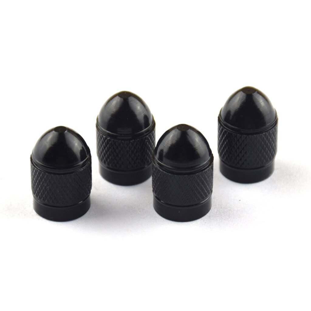 4 Stuks Fiets Ventieldopjes Schrader Aluminium Portative Theftproof Amerikaanse Auto Air Caps Voor Mtb Fietsen Scooter Accessoires: Black