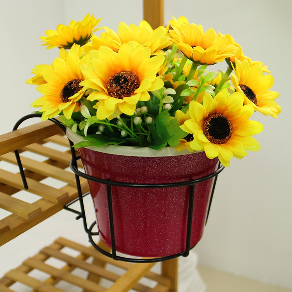 Hanging Basket Balcony Hanging Plant Racks Balcony Round Flower Rack Railing Fence Outdoor Window Iron Bonsai Stand Decoration