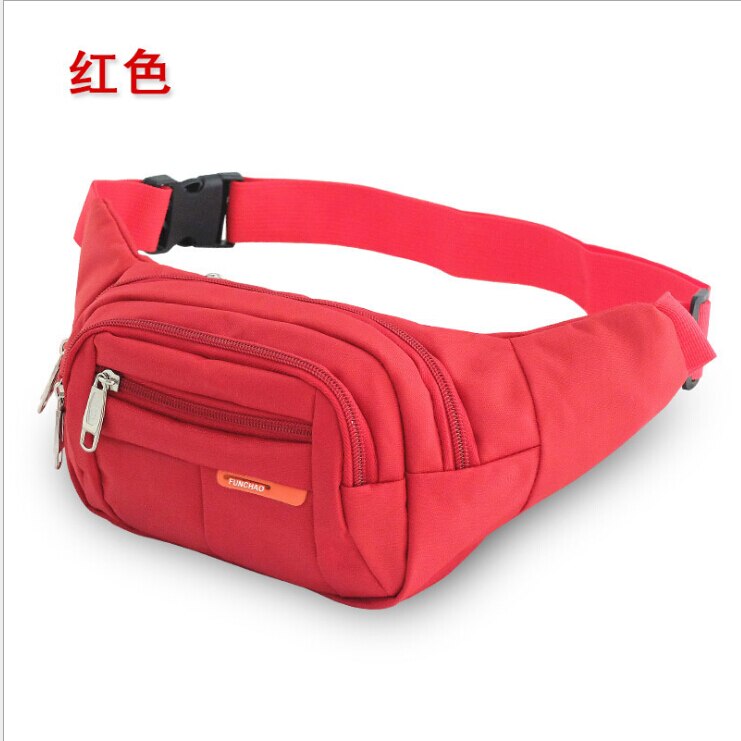Fanny pack herre kvinders talje hoftebælte taske taske taske rejse sport taske bum nylon rinonera  /bl1: Rød