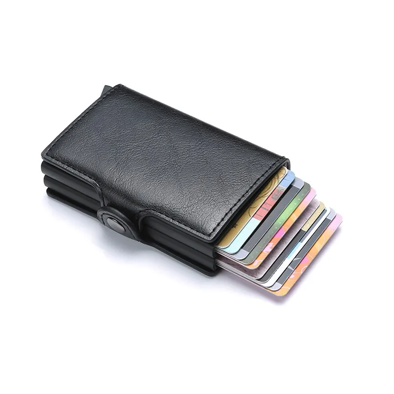 Anti-theft Rfid Wallets Men Metal Credit Card Holder PU Leather Wallet Aluminum Box Male Purse Bag Small Cardholder Case for Man