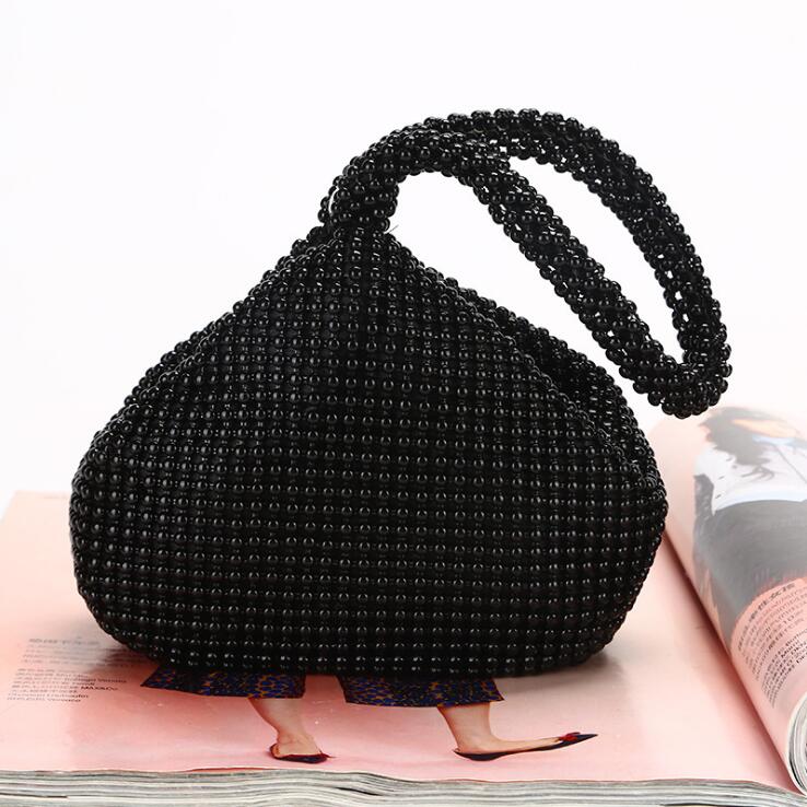 pearl hand bags women brilliant lady purses and handbags luxury diamond clutch bags borsa elegante donna: Alloy Black