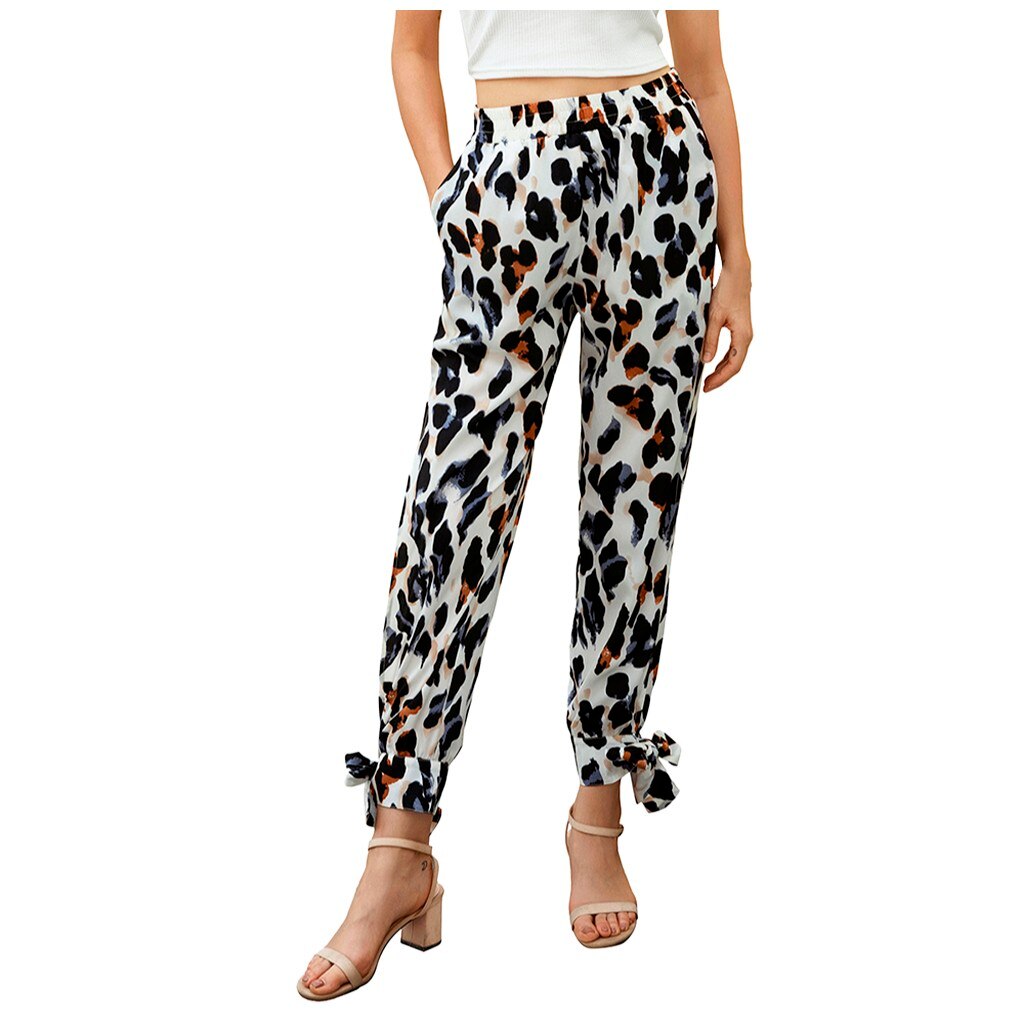 pants women High Waist Leopard Pockets Split Loose Soft Athletic Wide Leg Pants mujer pantalones: 3 / XL