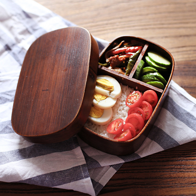 Japanese Style Minimalist Willow Jujube Wood Lunch Box Rectangular Wooden Portable Bento Box Container Storage Eco Friendly