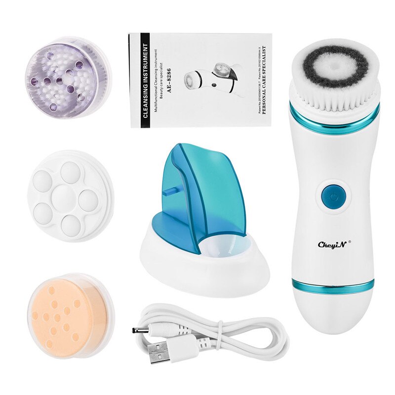 CkeyiN – brosse électrique de nettoyage du visage 4 en 1, épurateur de peau, nettoyage en profondeur du visage, Machine à éplucher, nettoyeur de pores, rouleau masseur 46
